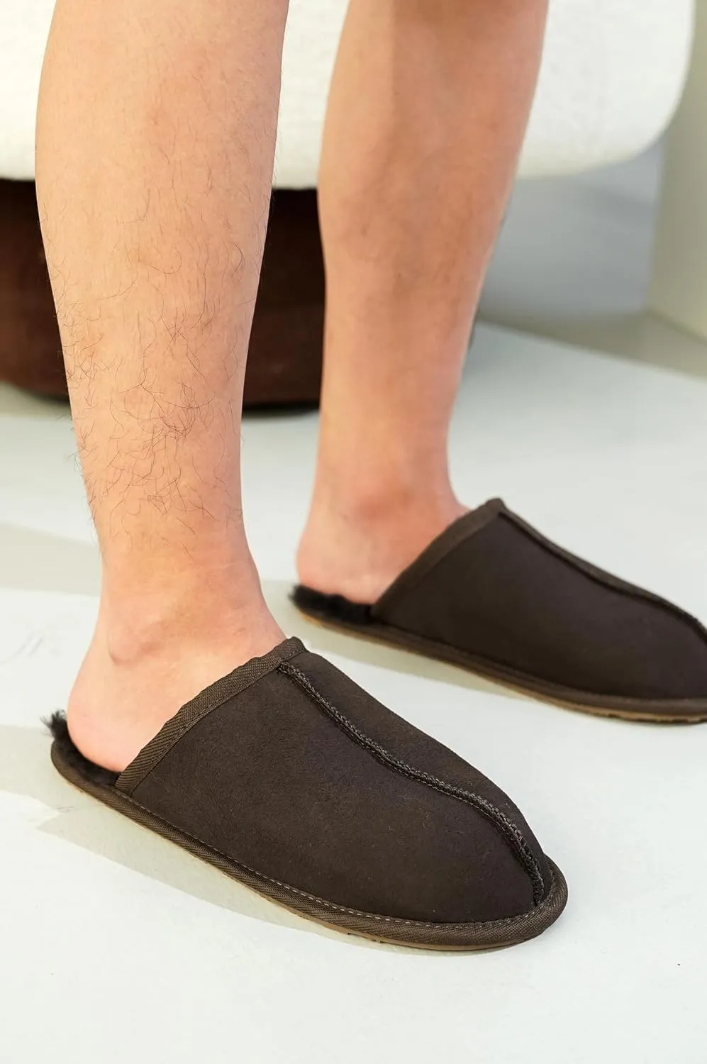 Sheepskin & Memory Foam Men's House Slippers by Project Cloud