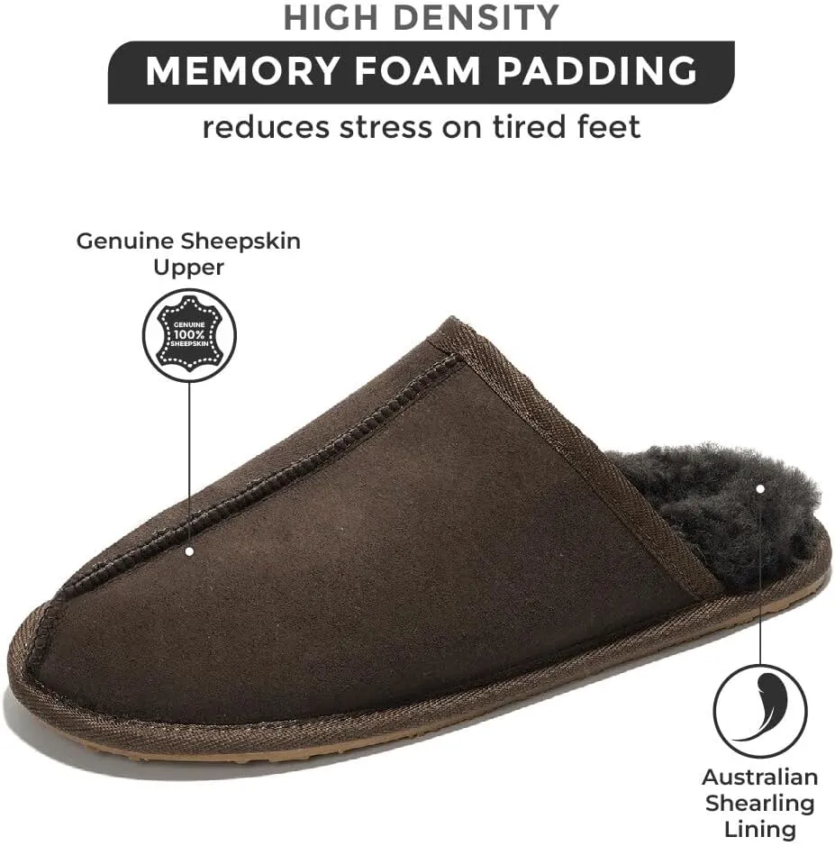 Sheepskin & Memory Foam Men's House Slippers by Project Cloud
