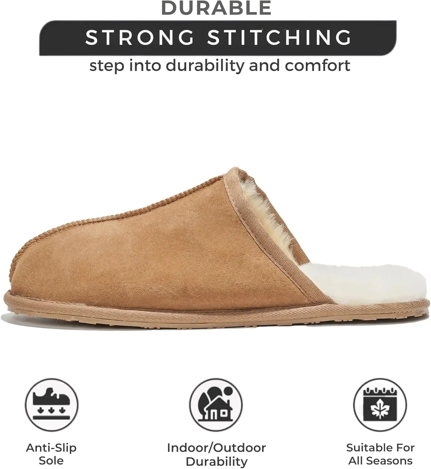 Sheepskin & Memory Foam Men's House Slippers by Project Cloud