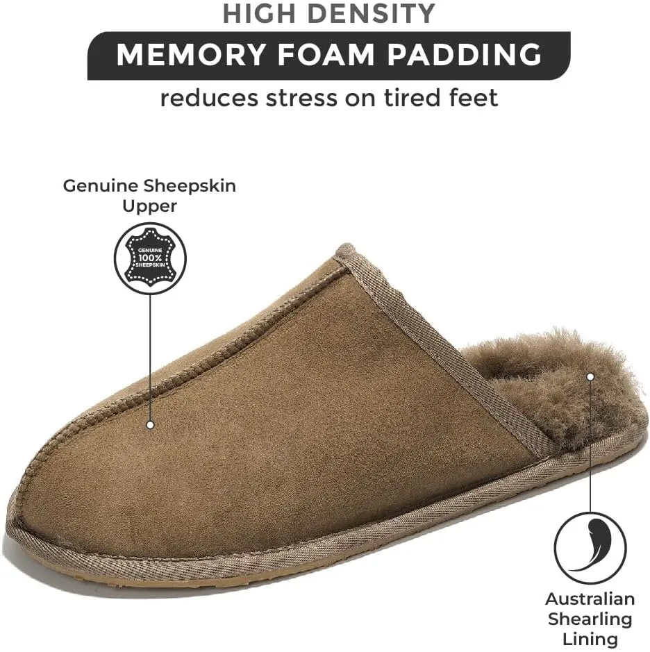 Sheepskin & Memory Foam Men's House Slippers by Project Cloud