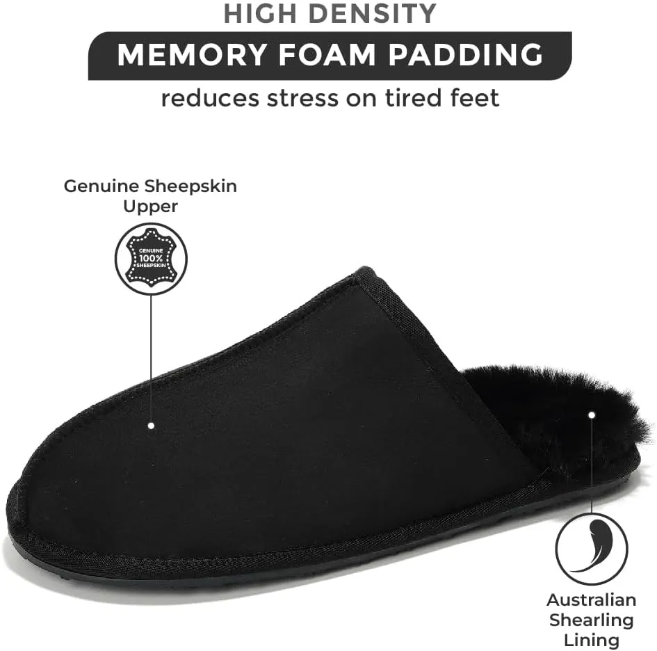 Sheepskin & Memory Foam Men's House Slippers by Project Cloud