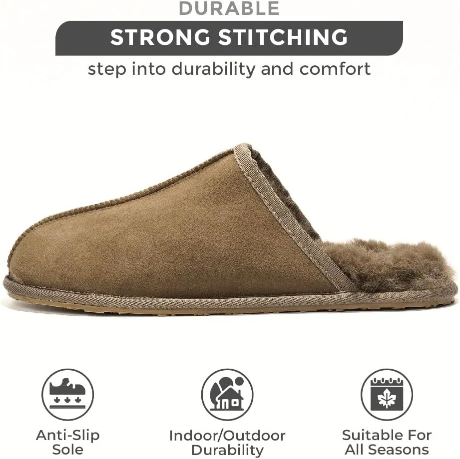 Sheepskin & Memory Foam Men's House Slippers by Project Cloud