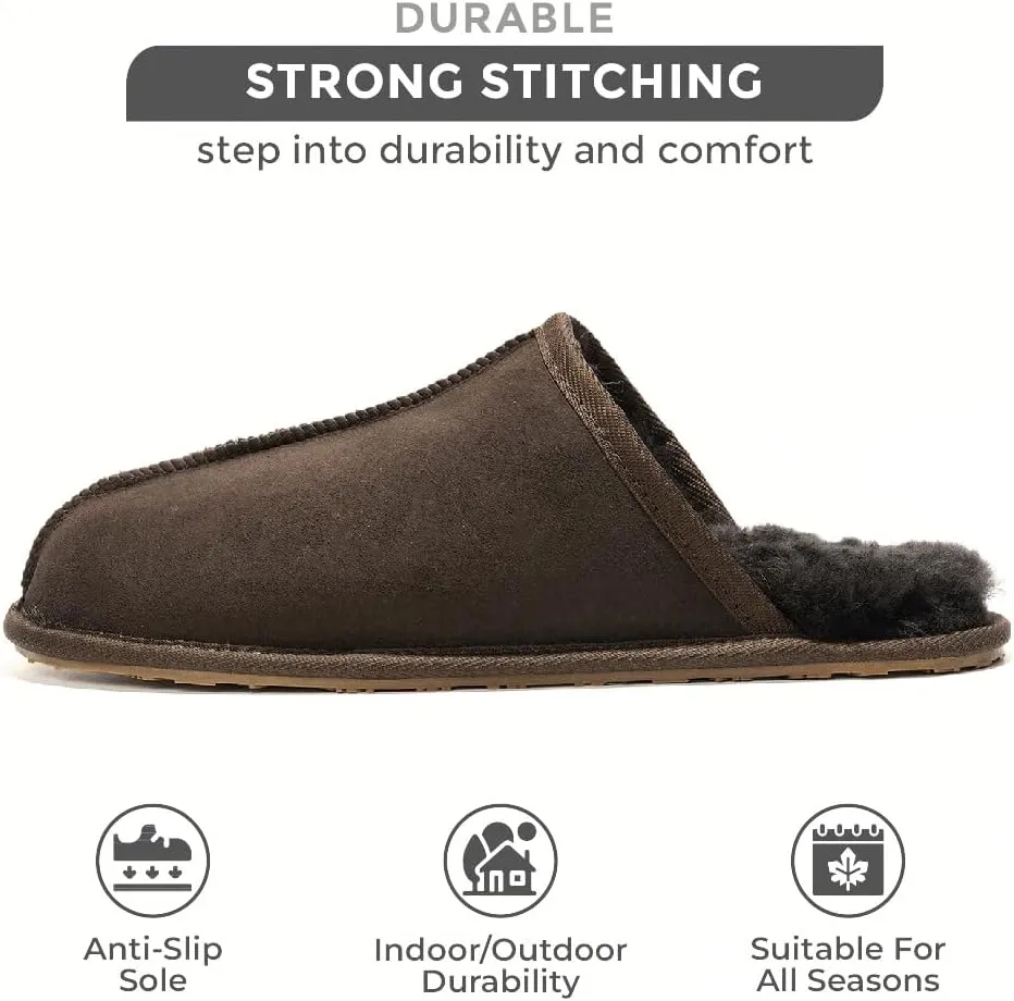 Sheepskin & Memory Foam Men's House Slippers by Project Cloud