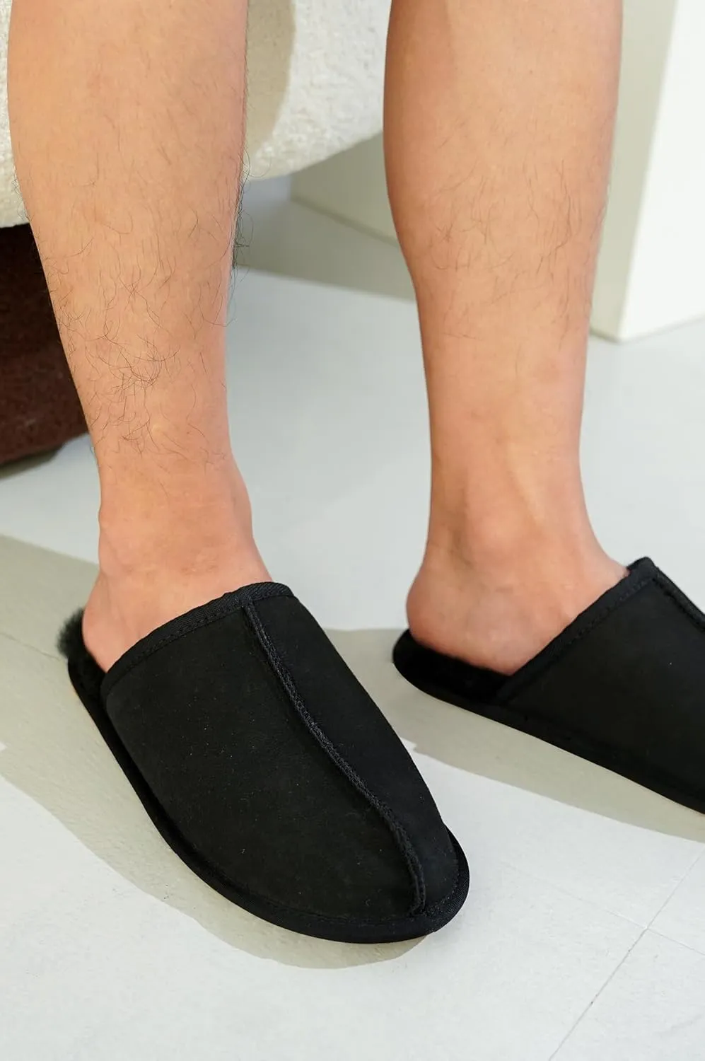 Sheepskin & Memory Foam Men's House Slippers by Project Cloud