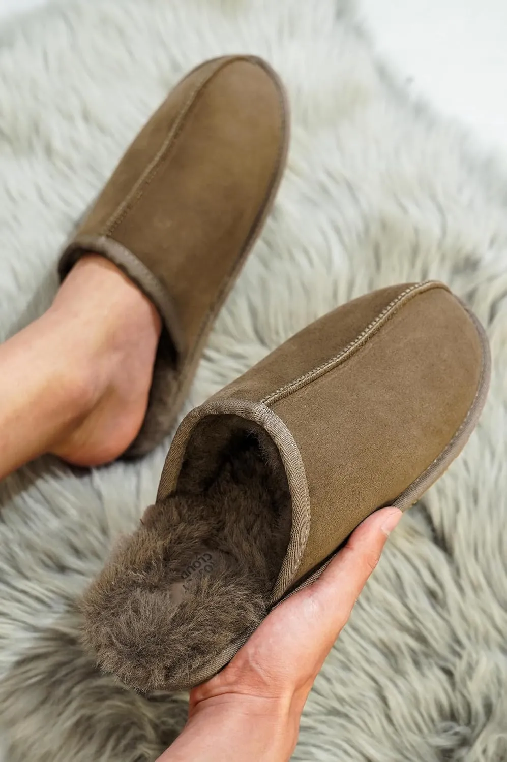 Sheepskin & Memory Foam Men's House Slippers by Project Cloud