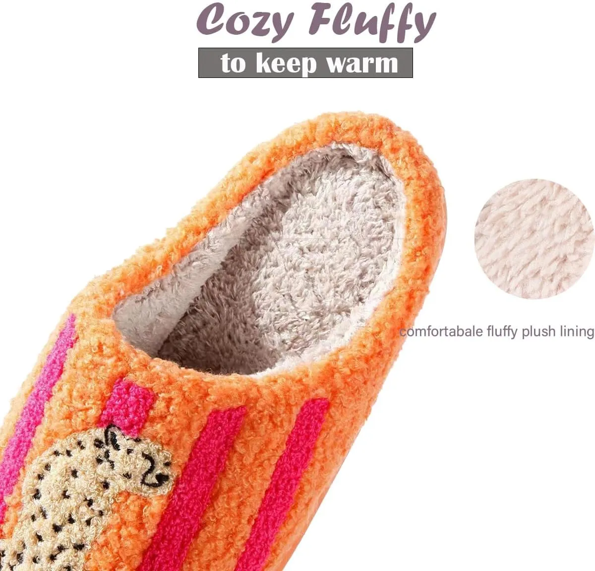 Slippers Winter Womens Mens Fluffy Plush Slippers Cute Cartoon House Slippers Cuddly Warm Shoes Indoor Outdoor Girls Women Slippers Fuzzy Memory Foam Retro Indoor Outdoor Home Couple Shoes