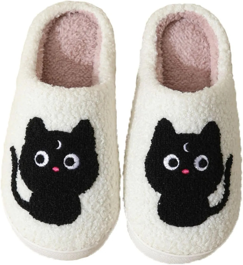 Slippers Winter Womens Mens Fluffy Plush Slippers Cute Cartoon House Slippers Cuddly Warm Shoes Indoor Outdoor Girls Women Slippers Fuzzy Memory Foam Retro Indoor Outdoor Home Couple Shoes