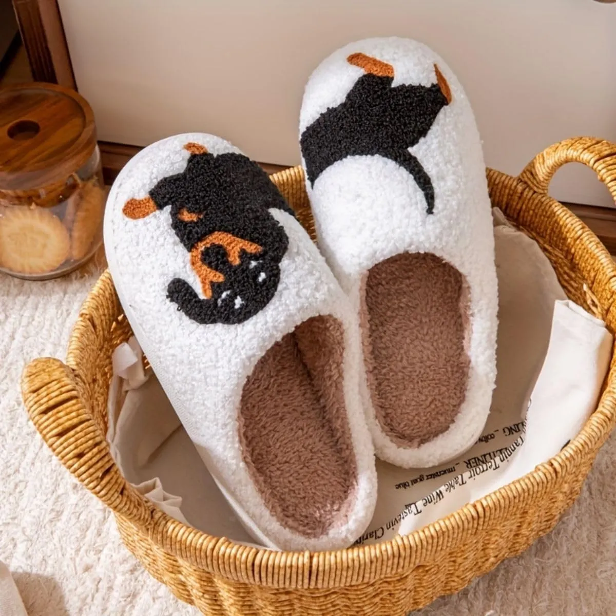 Slippers Winter Womens Mens Fluffy Plush Slippers Cute Cartoon House Slippers Cuddly Warm Shoes Indoor Outdoor Girls Women Slippers Fuzzy Memory Foam Retro Indoor Outdoor Home Couple Shoes