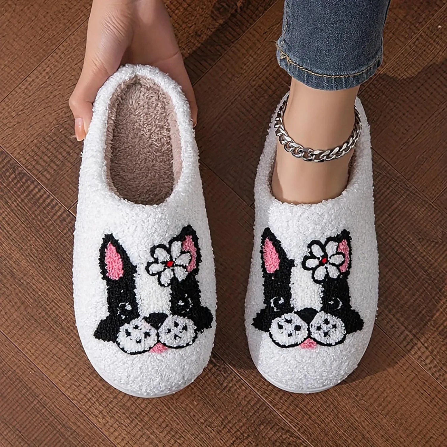 Slippers Winter Womens Mens Fluffy Plush Slippers Cute Cartoon House Slippers Cuddly Warm Shoes Indoor Outdoor Girls Women Slippers Fuzzy Memory Foam Retro Indoor Outdoor Home Couple Shoes