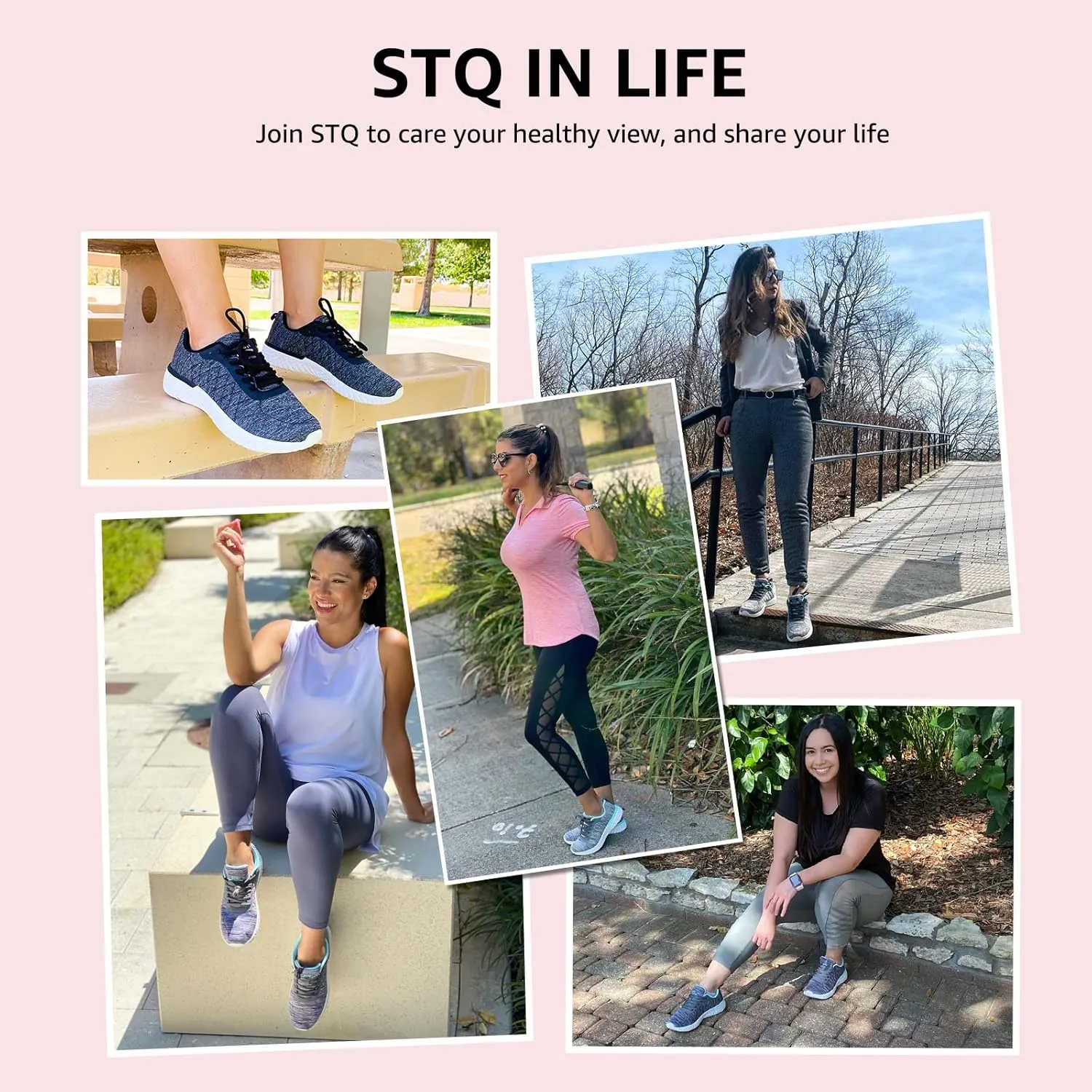 STQ Walking Shoes for Women Lace Up Lightweight Tennis Shoes