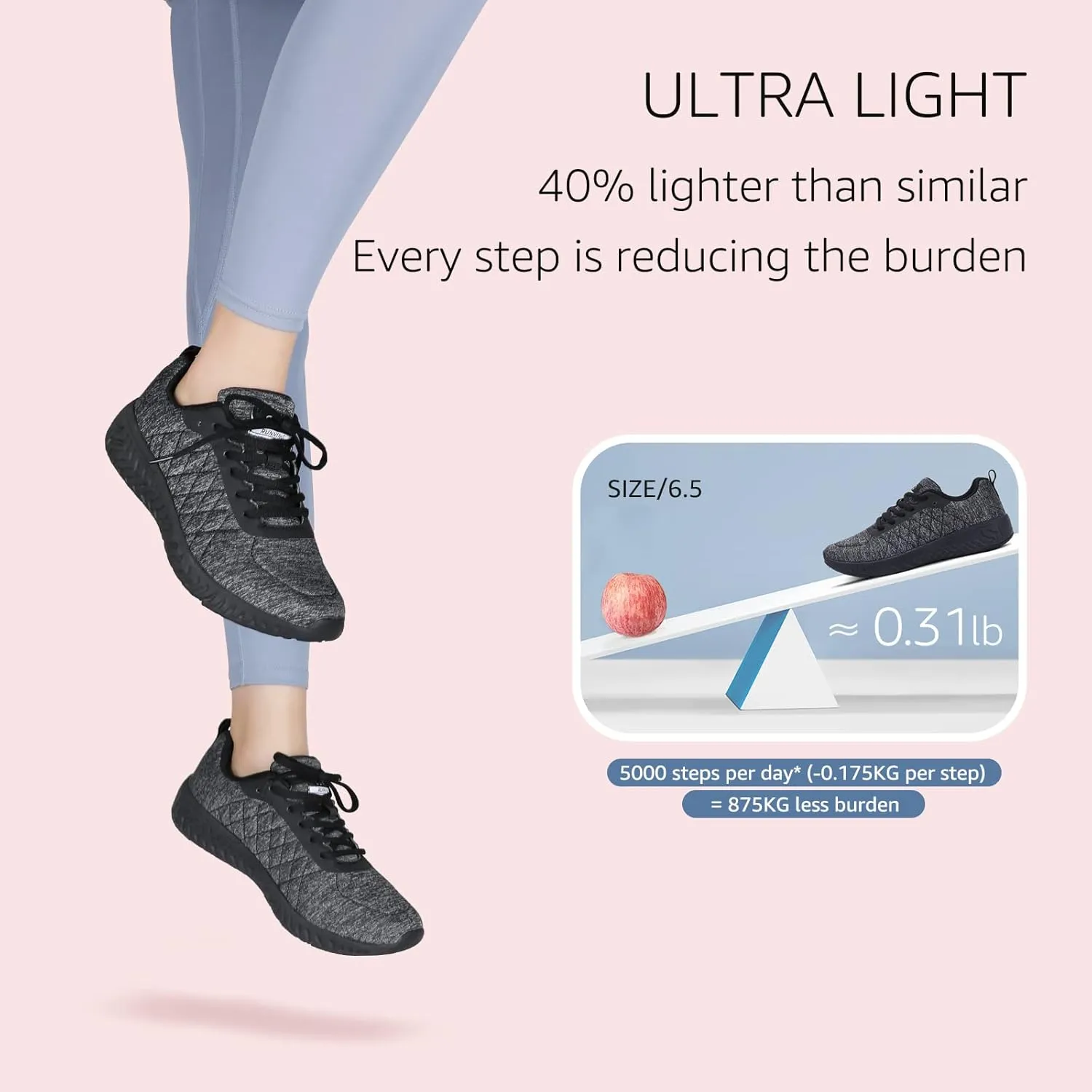 STQ Walking Shoes for Women Lace Up Lightweight Tennis Shoes
