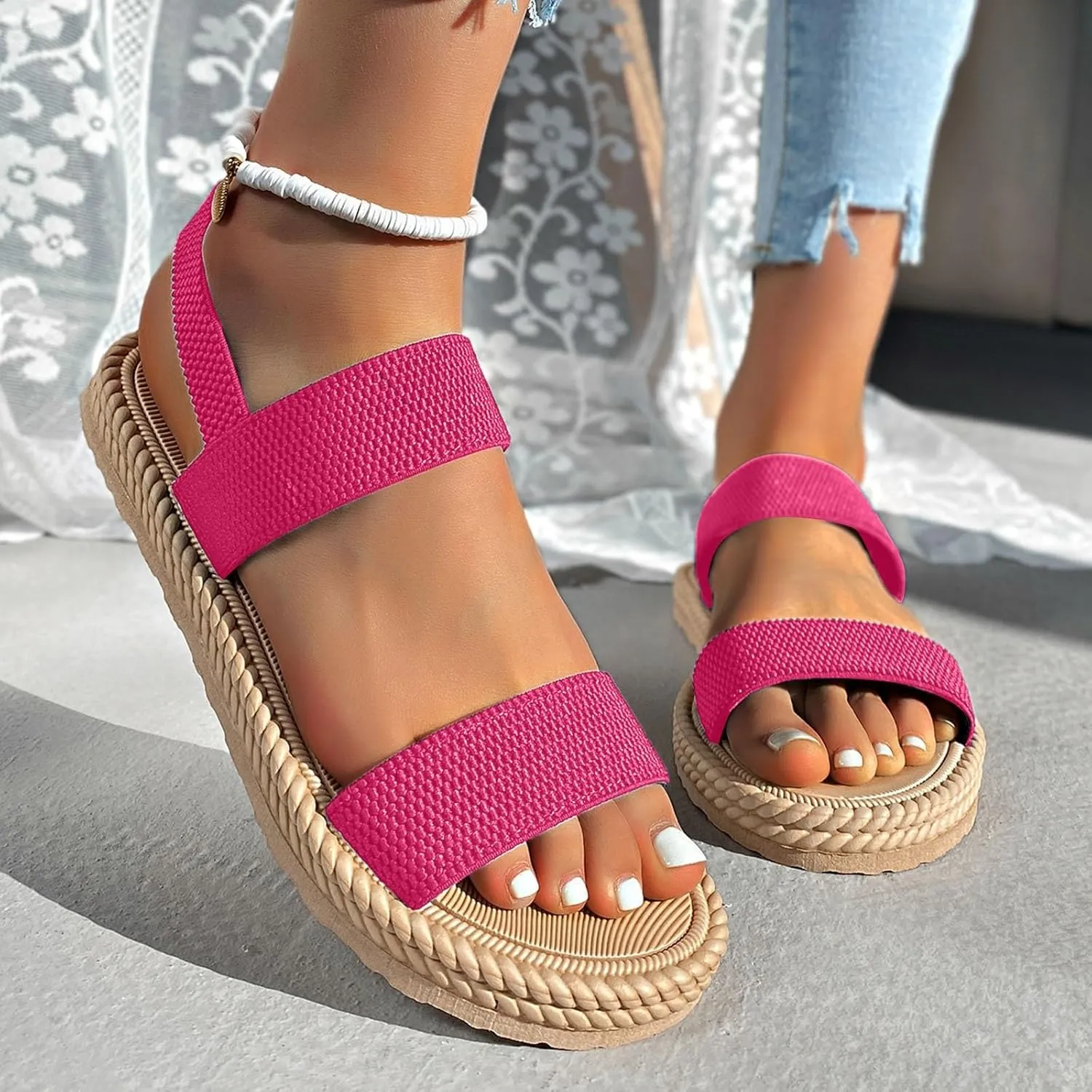 Teen Girls Neutral Sandals Cute Summer Shoes For Women 2025 With Arch Support Beach Vacation Gladiator Wedge Sandals