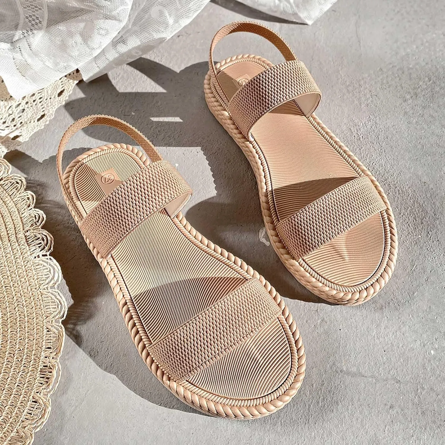 Teen Girls Neutral Sandals Cute Summer Shoes For Women 2025 With Arch Support Beach Vacation Gladiator Wedge Sandals