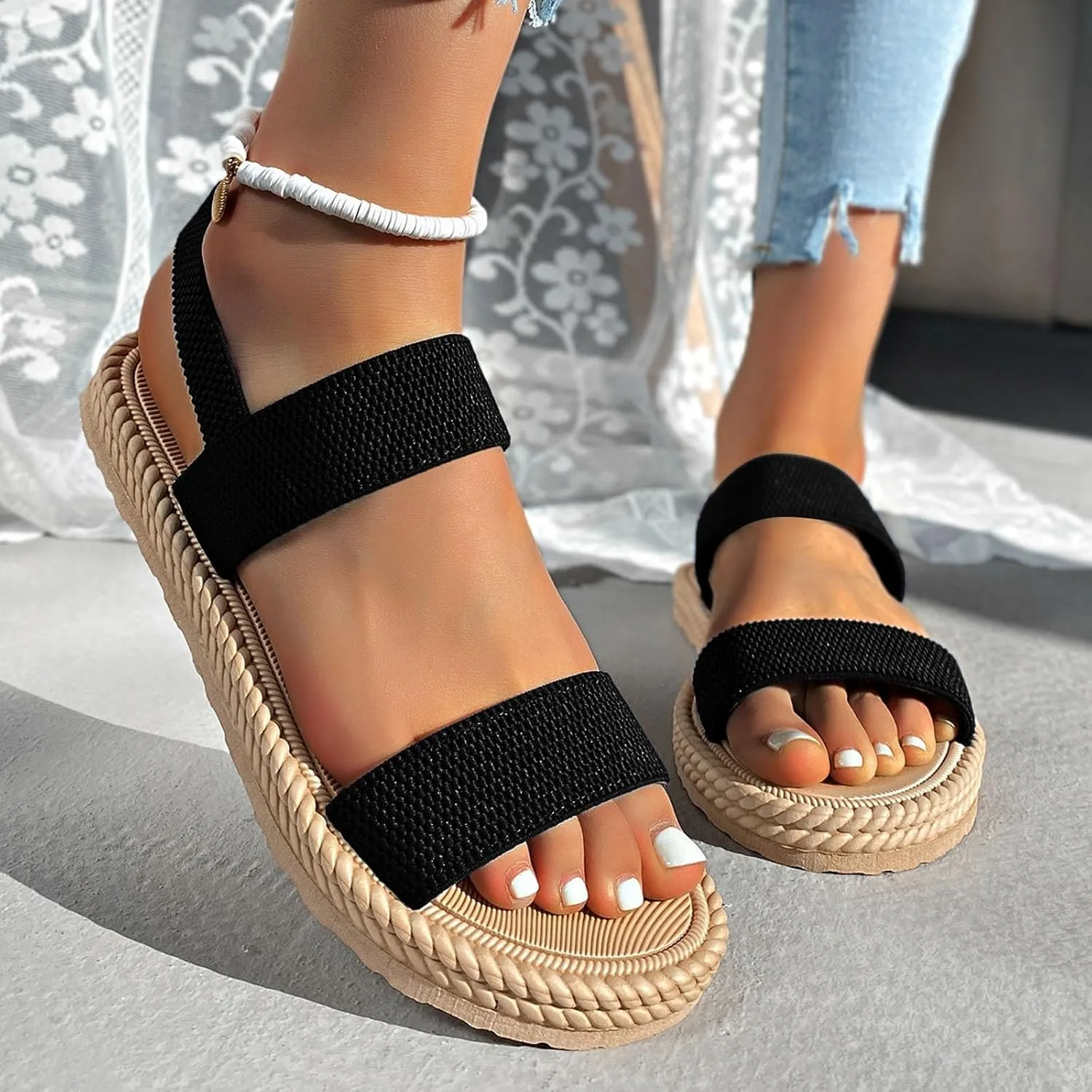 Teen Girls Neutral Sandals Cute Summer Shoes For Women 2025 With Arch Support Beach Vacation Gladiator Wedge Sandals