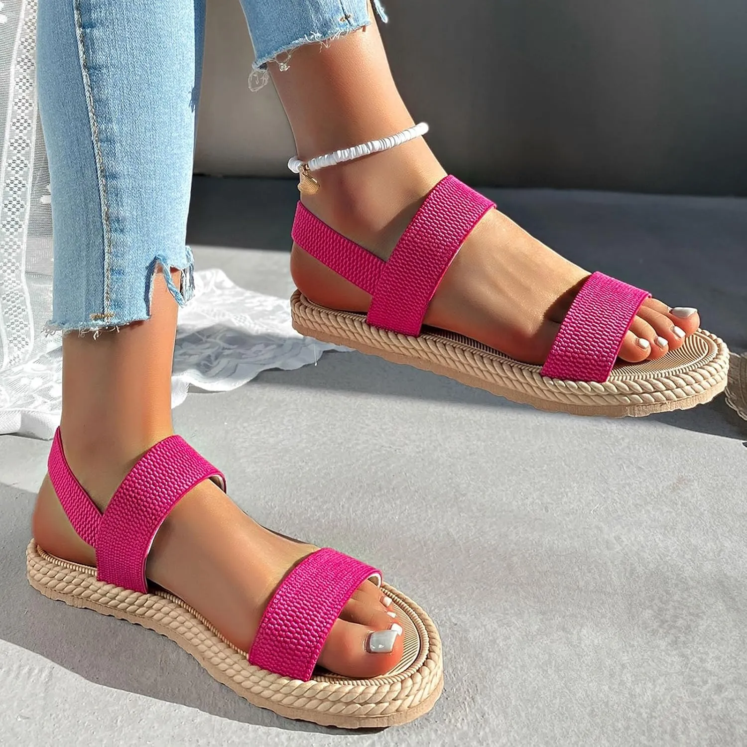 Teen Girls Neutral Sandals Cute Summer Shoes For Women 2025 With Arch Support Beach Vacation Gladiator Wedge Sandals