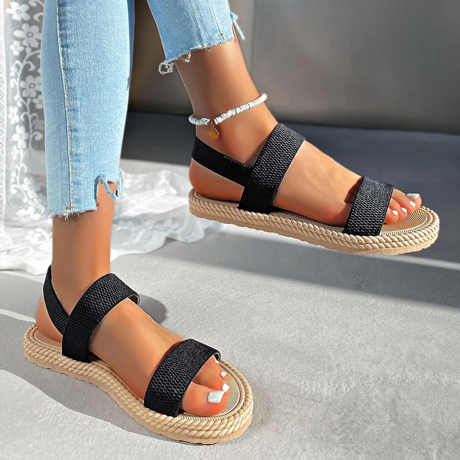 Teen Girls Neutral Sandals Cute Summer Shoes For Women 2025 With Arch Support Beach Vacation Gladiator Wedge Sandals