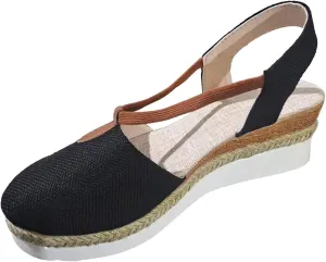 Thick Bottom Sandals for Women Wedge Heel Closed Toe Shoes Round Toe Braided Sandals Arch Support Wedge Sandals