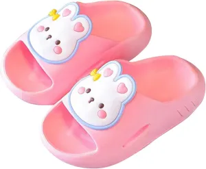 Toddler Kids Flat Slides Sandals Bunny Beach Pool Shower Slides Anti-Slip Home Bath Slippers Cute Summer Outdoor Shoes