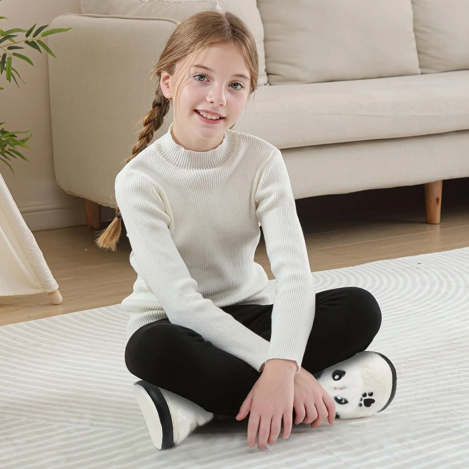 TXJ Sports Toddler Slippers for Girls Boys Soft Plush House Slippers Kids Winter Fuzzy Slipper Indoor Cozy Cute Shoes