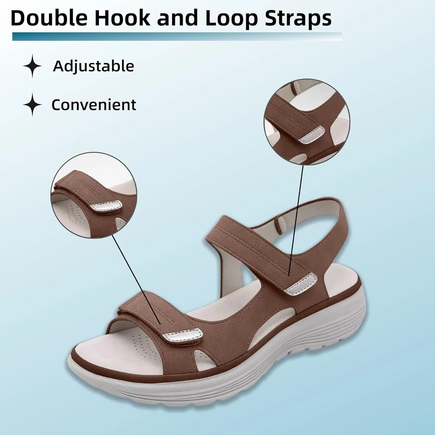 Walking Sandals Women Comfort Orthopedic Hiking Sandals Arch Support Sport Outdoor Thick Cushion Adjustable Strap Sandals