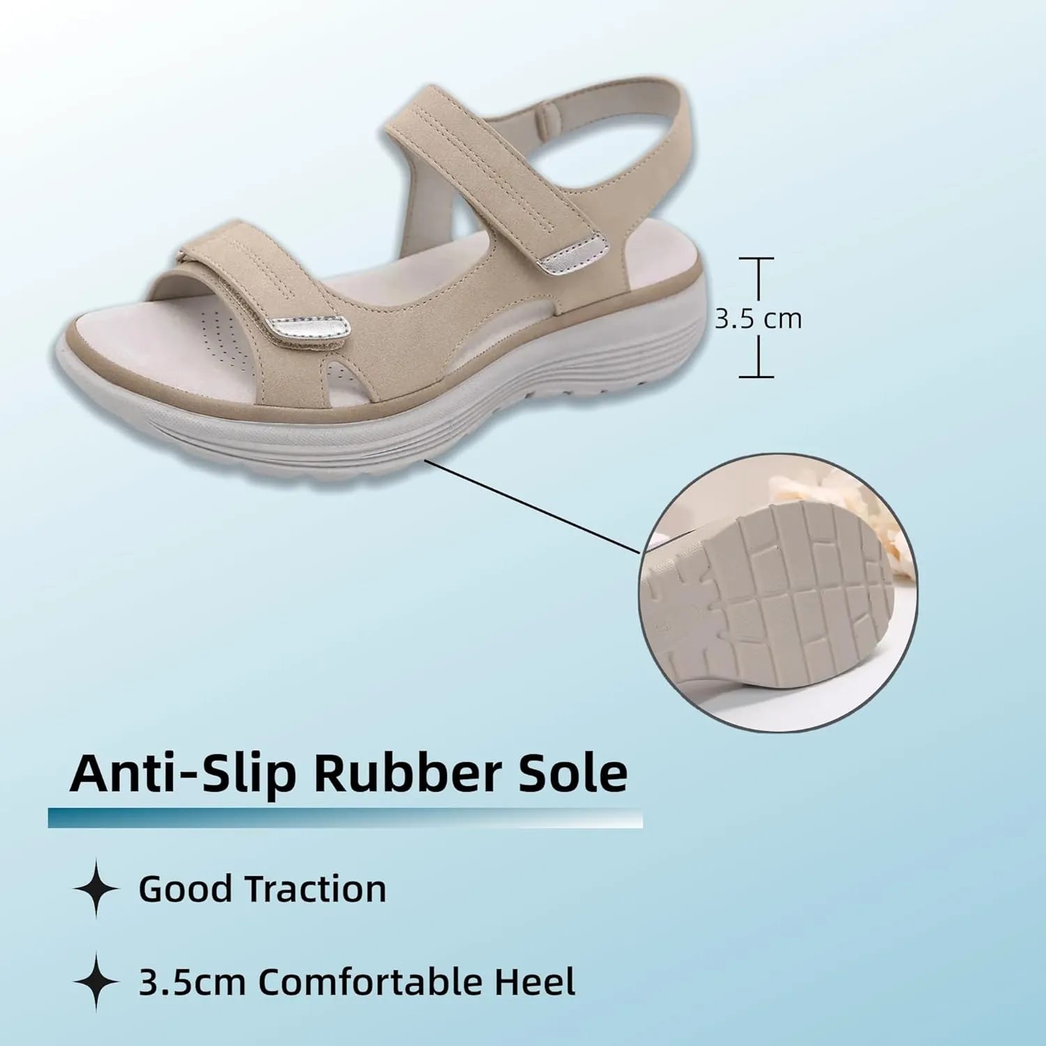 Walking Sandals Women Comfort Orthopedic Hiking Sandals Arch Support Sport Outdoor Thick Cushion Adjustable Strap Sandals