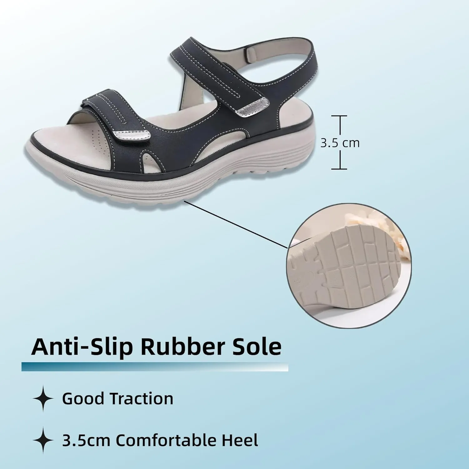 Walking Sandals Women Comfort Orthopedic Hiking Sandals Arch Support Sport Outdoor Thick Cushion Adjustable Strap Sandals