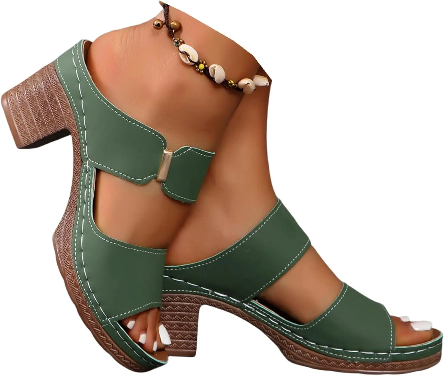 Wedge Sandals For Women 2025 Comfortable Low-Chunk Low Heel Pump Sandals Open Toe Ankle Strap Dress Wedding Shoes