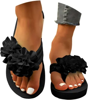 Wedge Sandals for Women 2025Mesh Flower Flats Flip-Flops Foam Sole Slippers Sandals Womens For Summer Beach Vocation