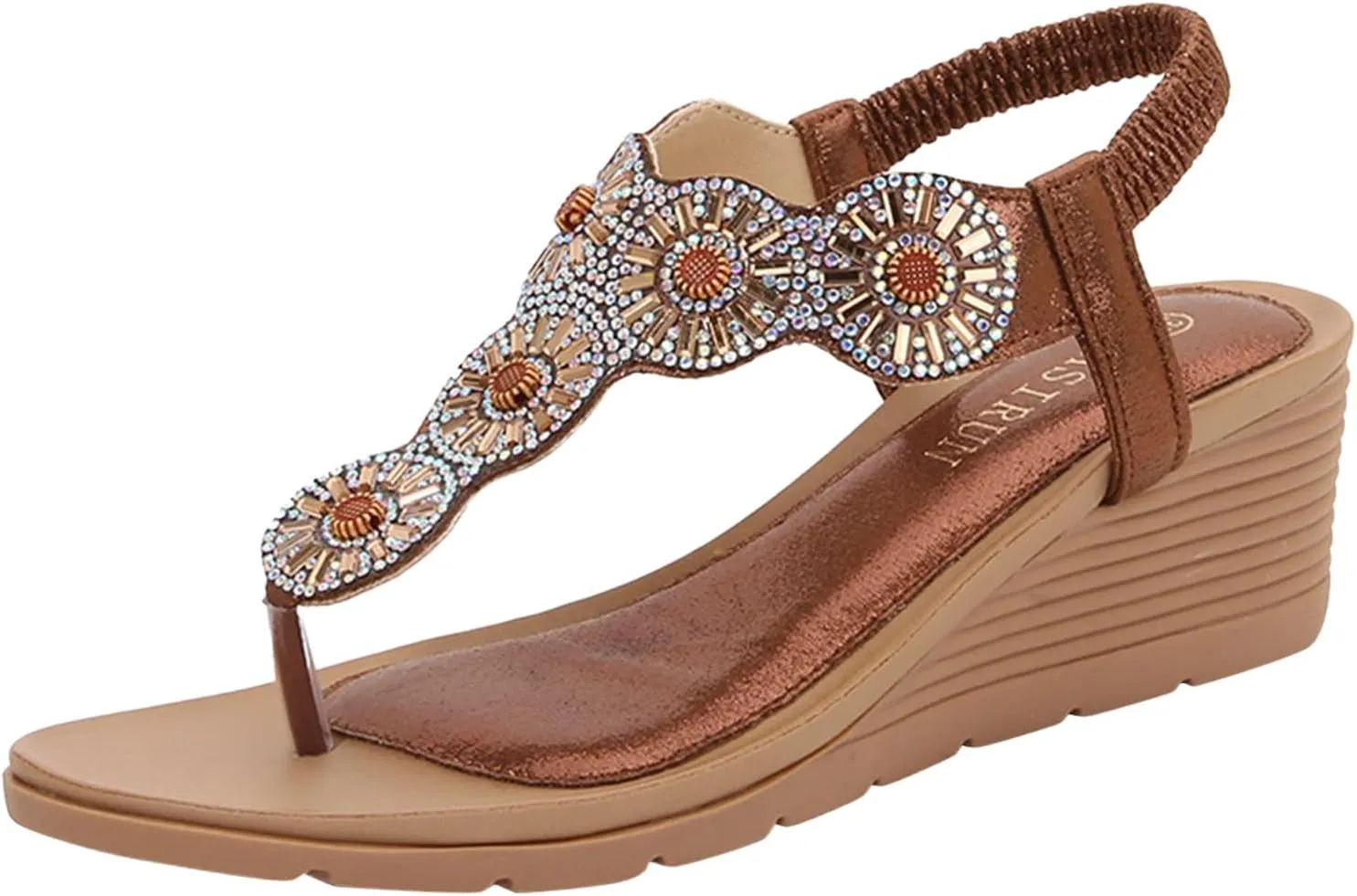 Wedge Sandals for Women Crisscross Elastic Straps and Open Toe Comfortable with Lightweight Platform for All Day Comfortable Orthopedic Sandal Beach Dressy Flip Flops for Wide Toe 2025 Spring