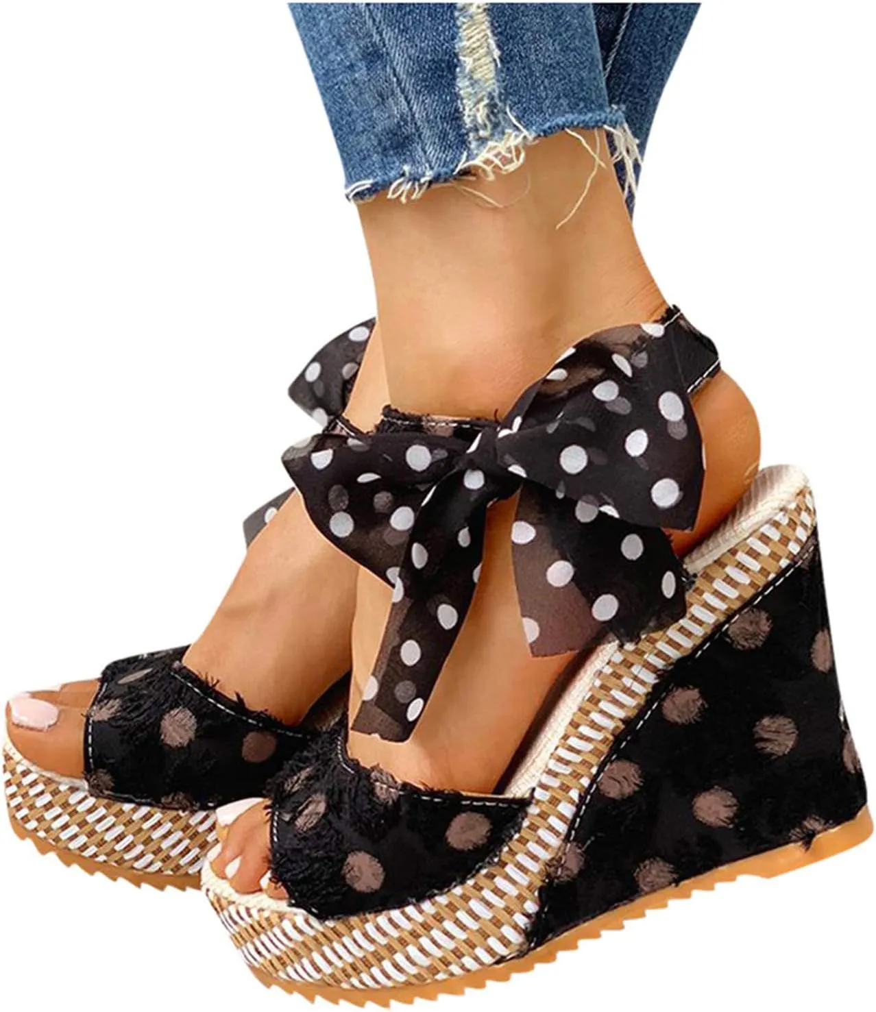 Wedge Sandals for Women Embroidered Floral Patterns On Strappy Platform Heels for Festive Summer Wear Orthopedic Sandal Beach Dressy Flip Flops for Wide Toe 2025 Spring