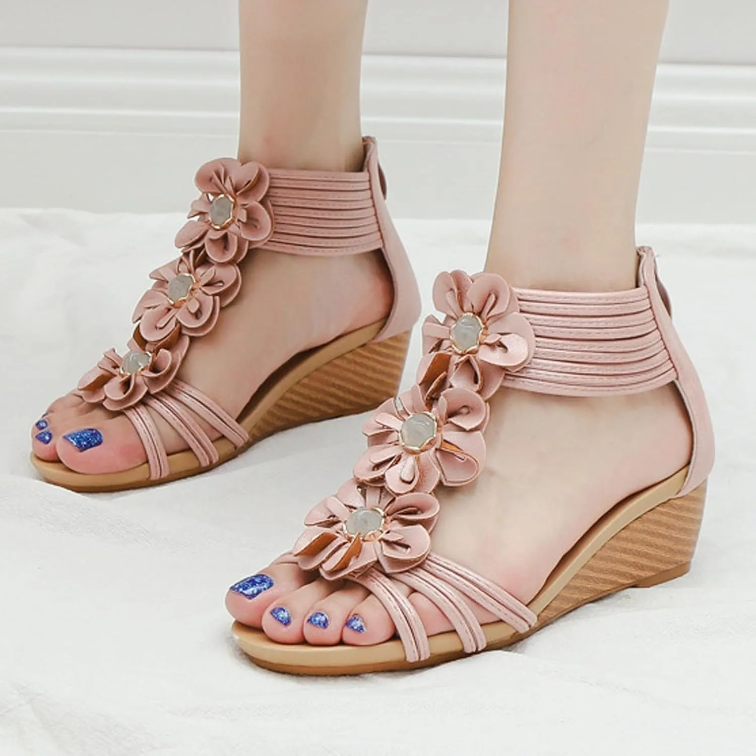 Wedge Sandals for Women Orthopedic Arch Support Slide Sandal Open Toe Platform Heels Casual Walking Beach Shoes Orthopedic Sandal Beach Dressy Flip Flops for Wide Toe 2025 Spring