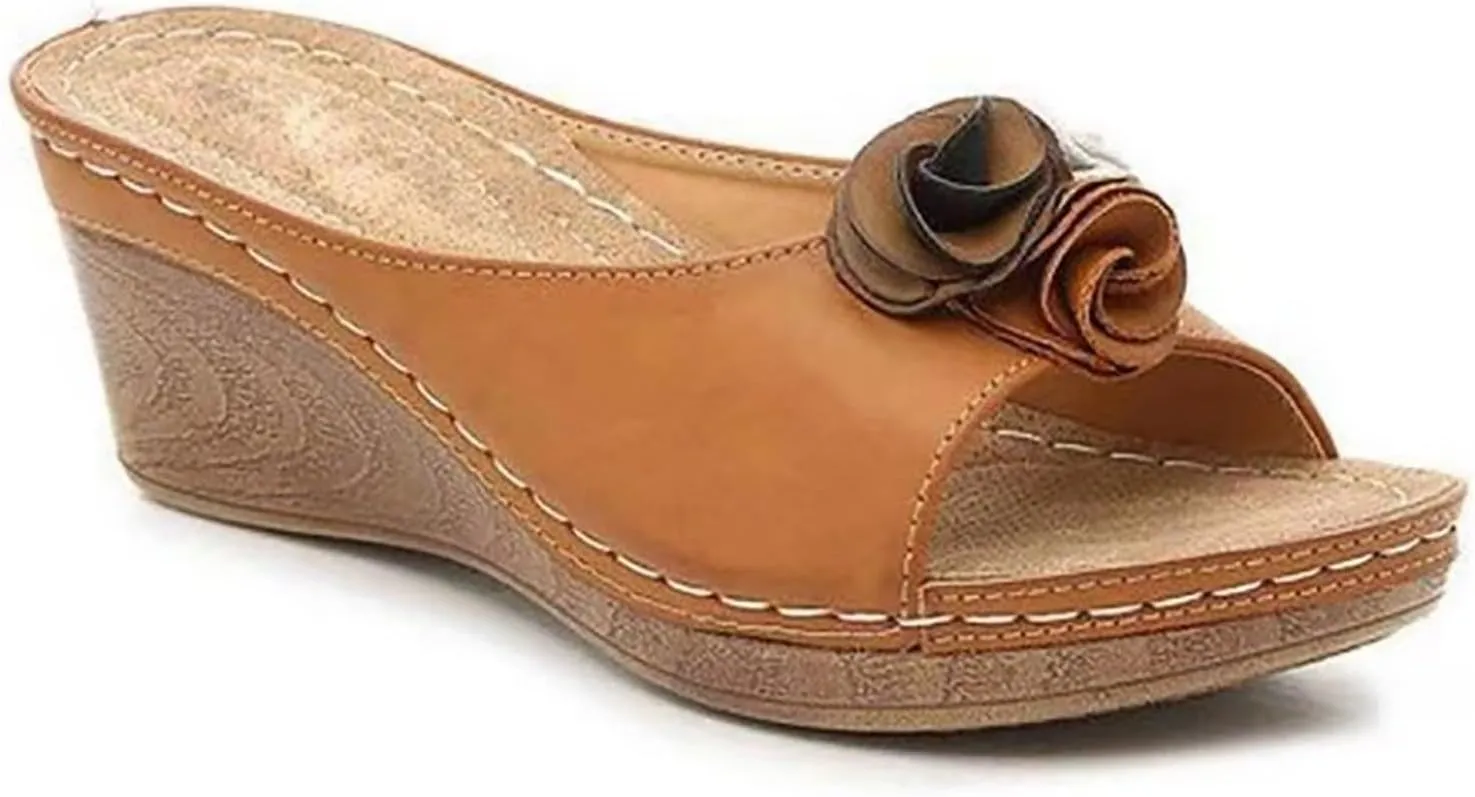 Wedge Sandals for Women Orthopedic Footbed with Arch Support and Adjustable Straps for All Day Walking Comfortable Orthopedic Sandal Beach Dressy Flip Flops for Wide Toe 2025 Spring