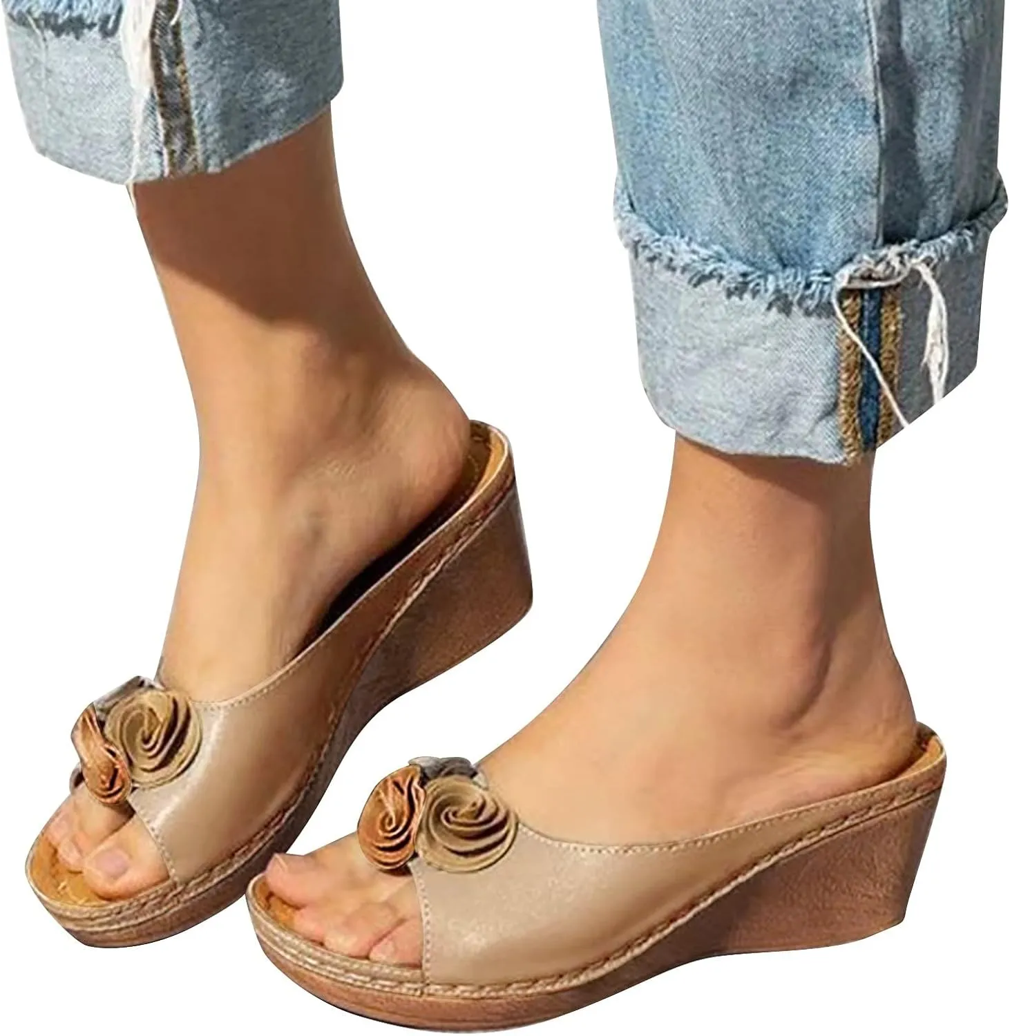 Wedge Sandals for Women Orthopedic Footbed with Arch Support and Adjustable Straps for All Day Walking Comfortable Orthopedic Sandal Beach Dressy Flip Flops for Wide Toe 2025 Spring