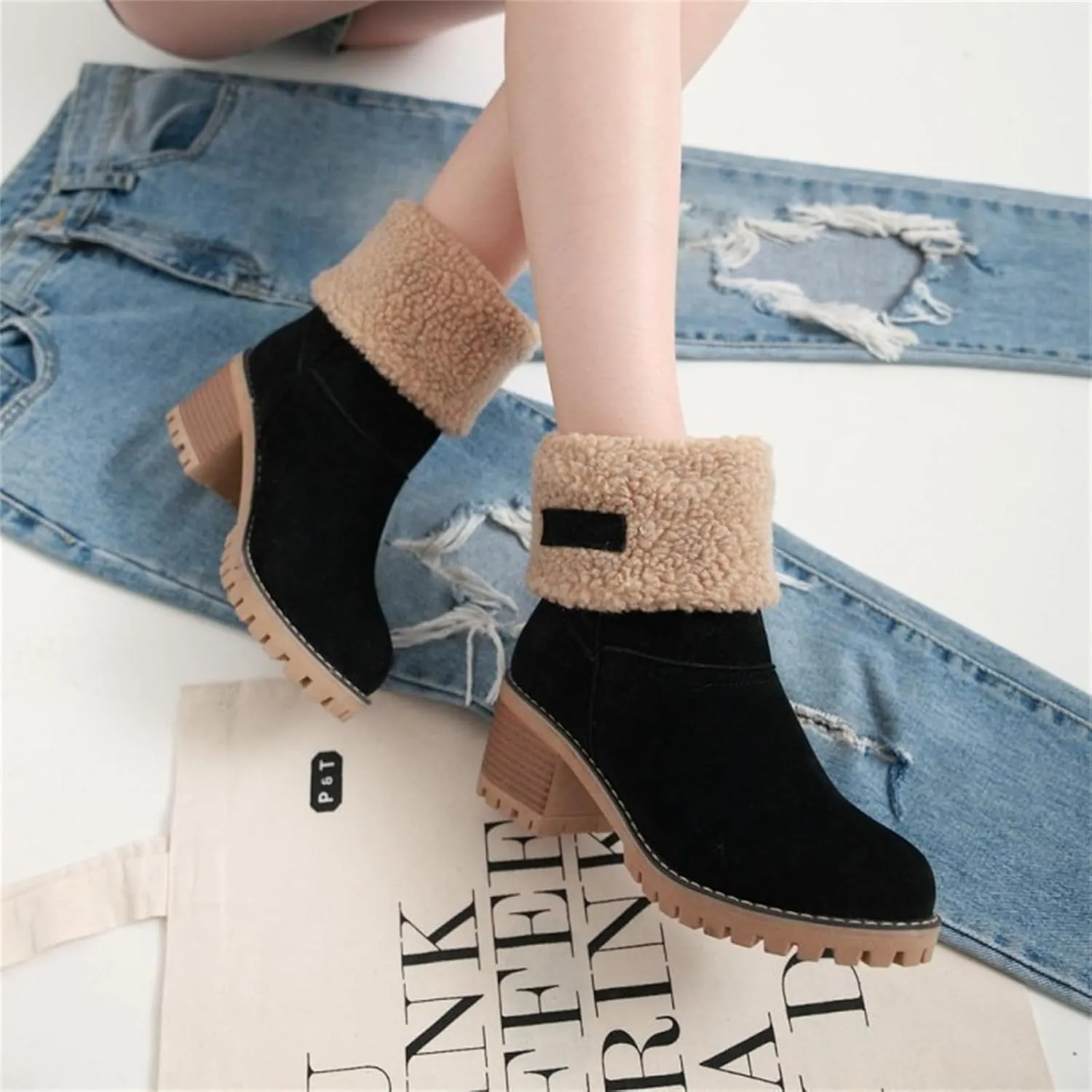 Winter Boots For Women 2024 Mid Calf Fashion Snow Boots Fur Lined Warm Comfortable Slip On Short Ankle Booties