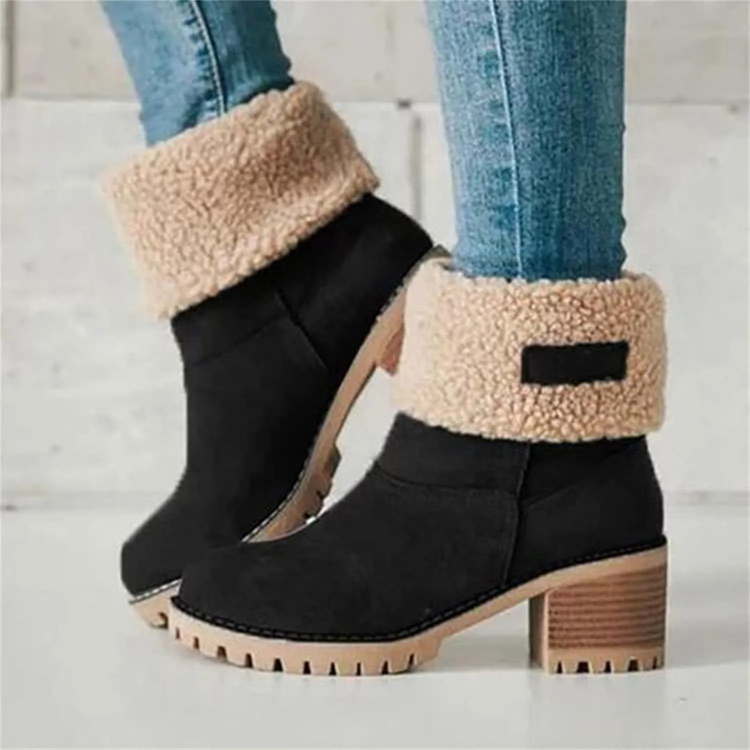 Winter Boots For Women 2024 Mid Calf Fashion Snow Boots Fur Lined Warm Comfortable Slip On Short Ankle Booties