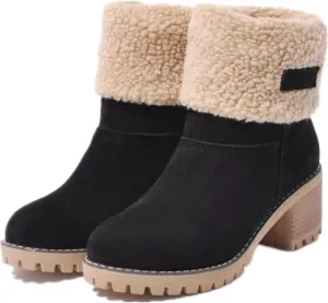 Winter Boots For Women 2024 Mid Calf Fashion Snow Boots Fur Lined Warm Comfortable Slip On Short Ankle Booties
