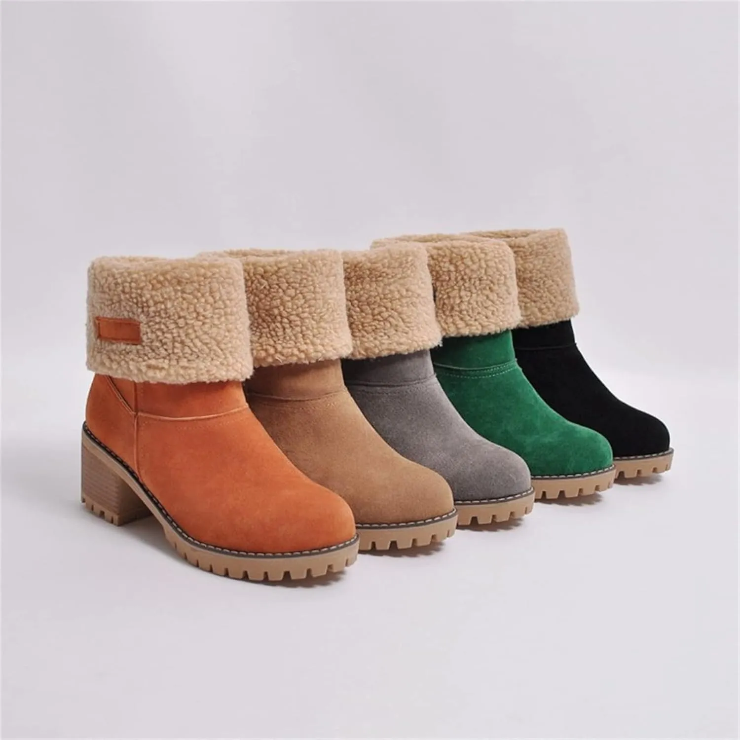 Winter Boots For Women 2024 Mid Calf Fashion Snow Boots Fur Lined Warm Comfortable Slip On Short Ankle Booties