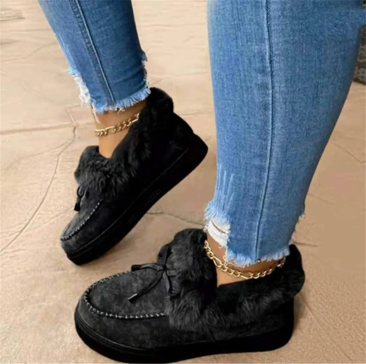 Winter Boots For Women 2024 Snow Boots Classic Faux Fur Lined Slip On Ankle Boots Fashion Casual Warm Loafers Shoes