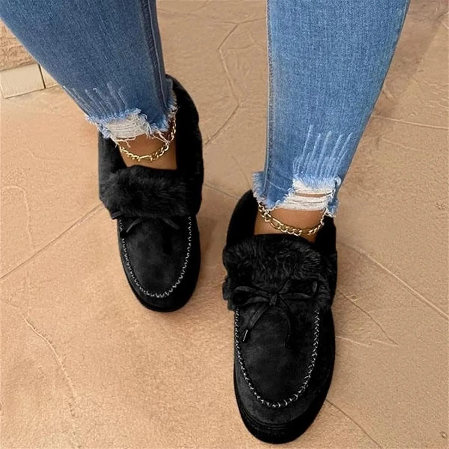 Winter Boots For Women 2024 Snow Boots Classic Faux Fur Lined Slip On Ankle Boots Fashion Casual Warm Loafers Shoes