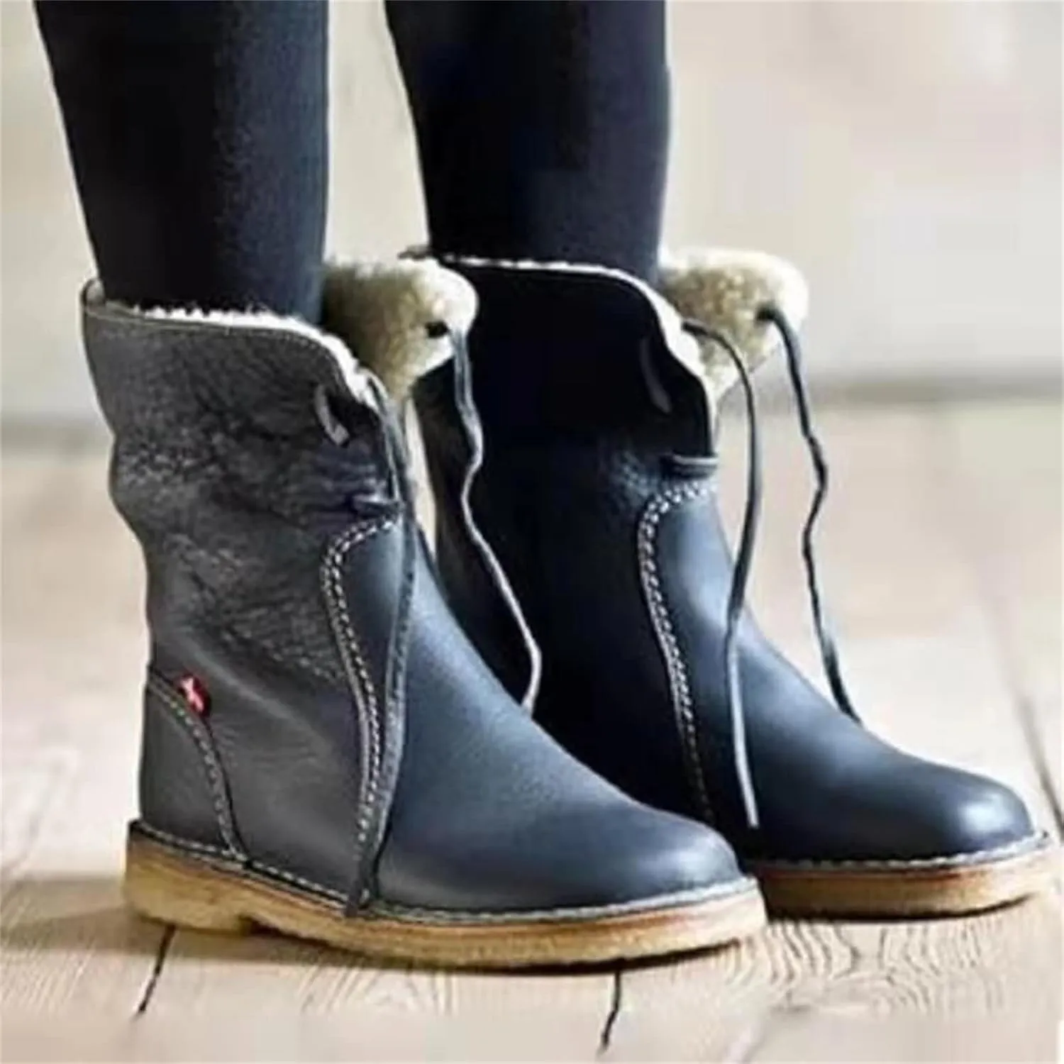 Winter Boots For Women Fashion Snow Boots Lightweight Warm Faux Fur Lined Slip On Comfort Mid-Calf Ankle Booties 2024