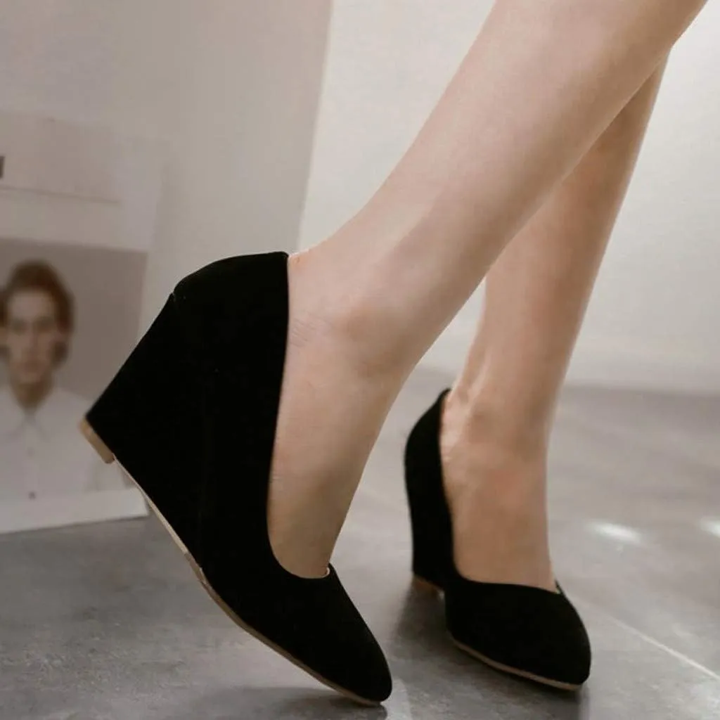 Women Business Suit Shoes Casual Comfortable Shoe Wedges Single Shoes High Tops Canvas Platform Women