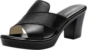 Women Fashion Heel Closed Heel Sandals Flip-Flop Mouth Sandals Chunky Wedge Heels Summer Fish Middle Slippers