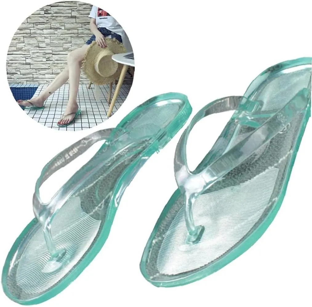 Women Flip Flops Summer Beach Jelly Anti-Slip Flat Slippers Pool Bath Slippers Transparent