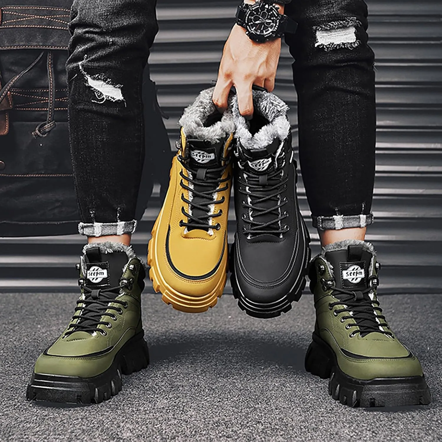 Women Winter Boots with Zipper Mens Hiking Sneakers Ankle Booties Waterproof Shoe Barefoot Shoes Grounded Footwear Steel Toe Shoes for Men Men Snow Booties