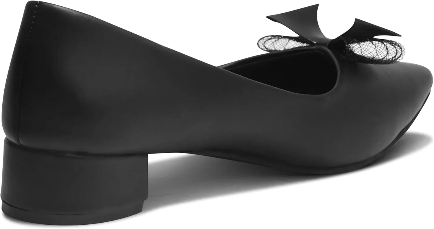 Women's Black Chunky Closed Toe Low Block Heels – Comfortable Pointed Toe Work Pumps, Dress, and Wedding Shoes