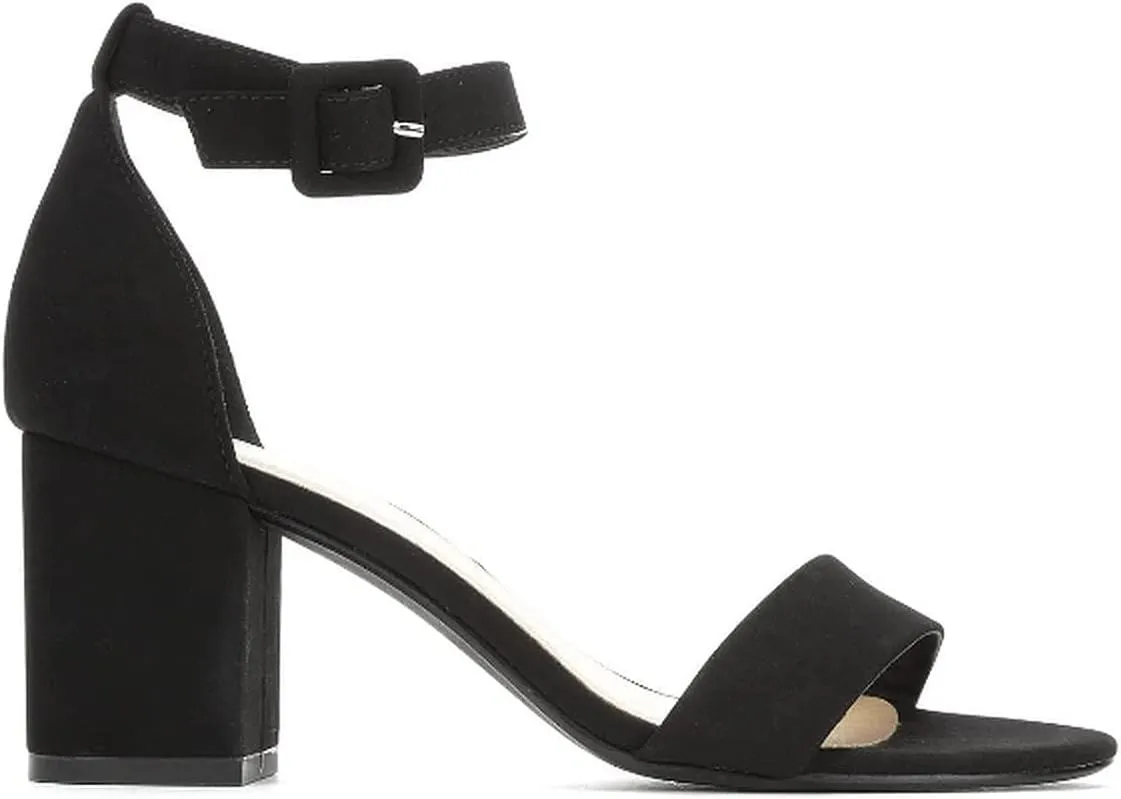 Womens Block Heel Open Toe Ankle Strap Heeled Sandals Low Heel Cake By City Classified Black 8.5