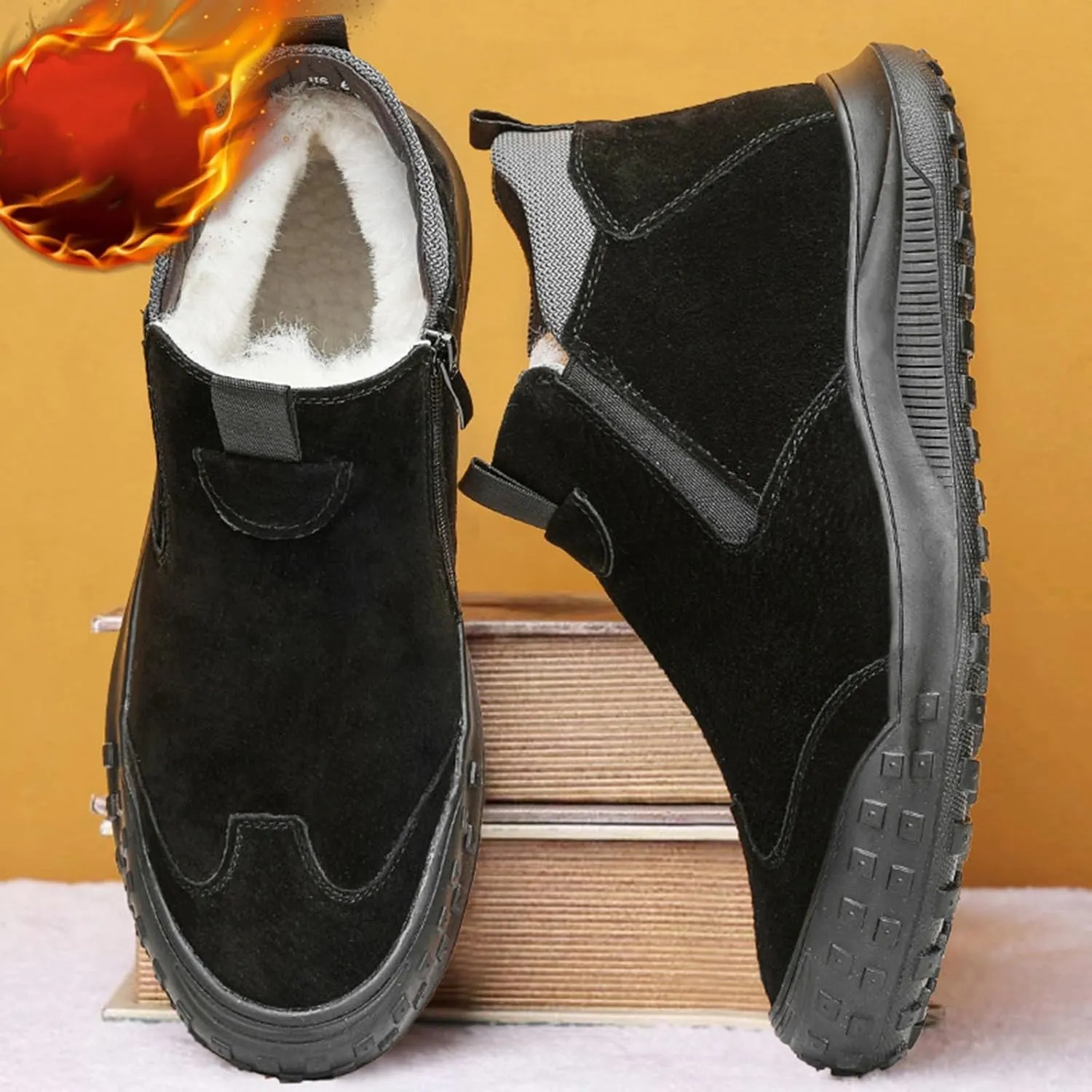 Womens Boots Winter Black Mens Hiking Sneakers Women's Slip On Warm Women's Slip On Boots Barefoot Shoes Grounded Footwear Ankle Botas for Women Snow Booties Men