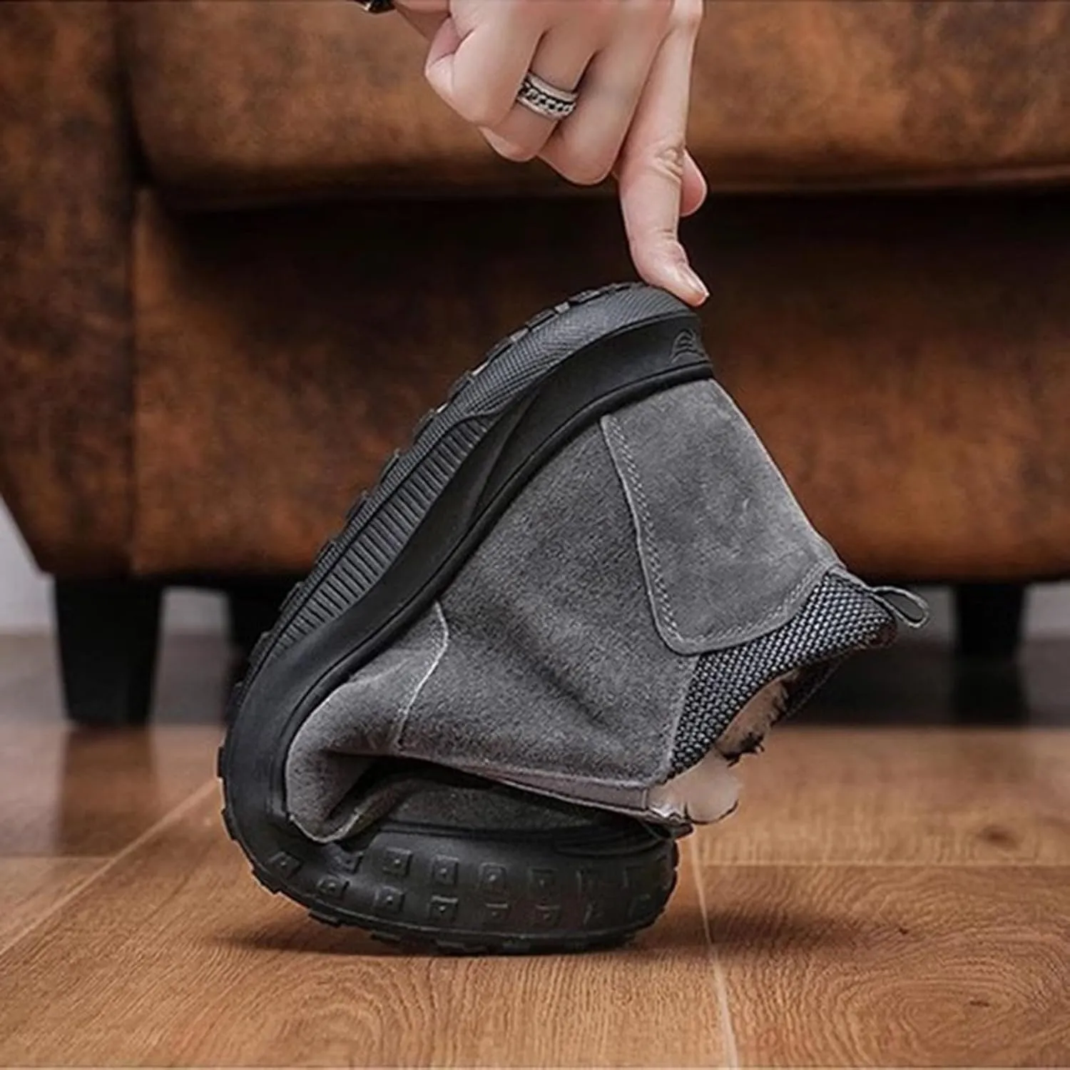 Womens Boots Winter Black Mens Hiking Sneakers Women's Slip On Warm Women's Slip On Boots Barefoot Shoes Grounded Footwear Ankle Botas for Women Snow Booties Men