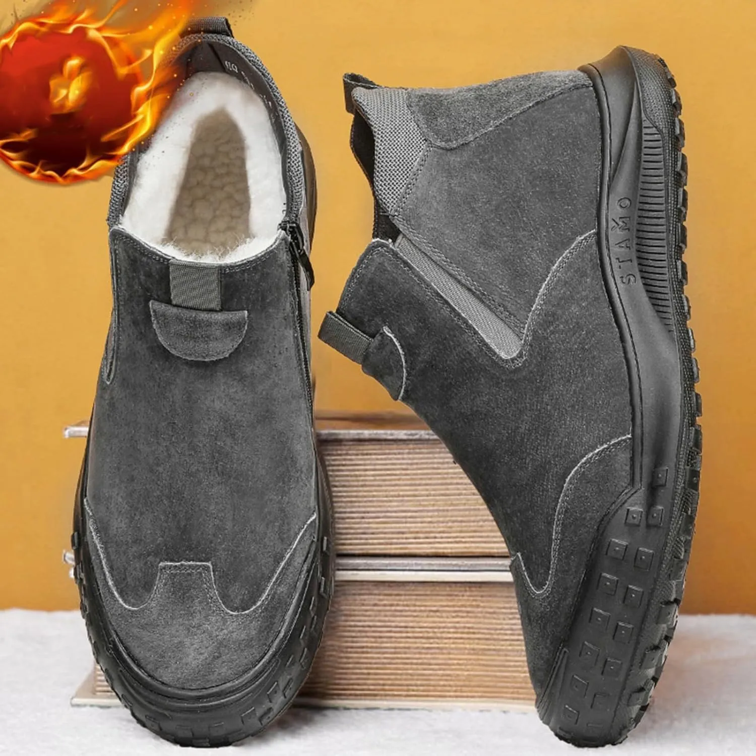 Womens Boots Winter Black Mens Hiking Sneakers Women's Slip On Warm Women's Slip On Boots Barefoot Shoes Grounded Footwear Ankle Botas for Women Snow Booties Men