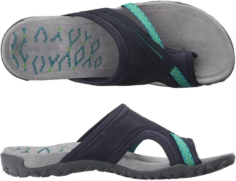 Women's Comfy Orthopedic Platform Sandals with Arch Support Flops, Plantar Fasciitis Sandals with Toe Ring Loop